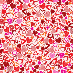 Valentine background, different hearts seamless pattern.