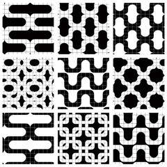 Set of grate seamless patterns with geometric figures, ornamenta