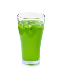 glass of kiwi juice isolated on white