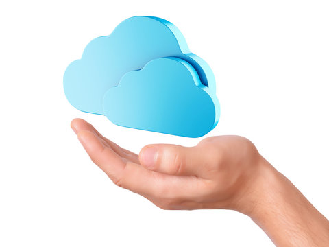 hand hold cloud computing symbol