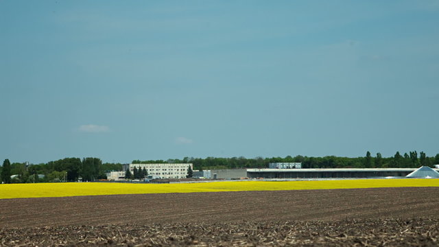 Panorama rape fields and farms