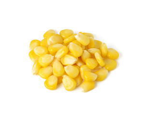 Sweet whole kernel corn on white background