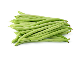 green beans on white background