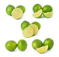 fresh lime on white background
