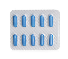 Pills in blister packs isolated on white background