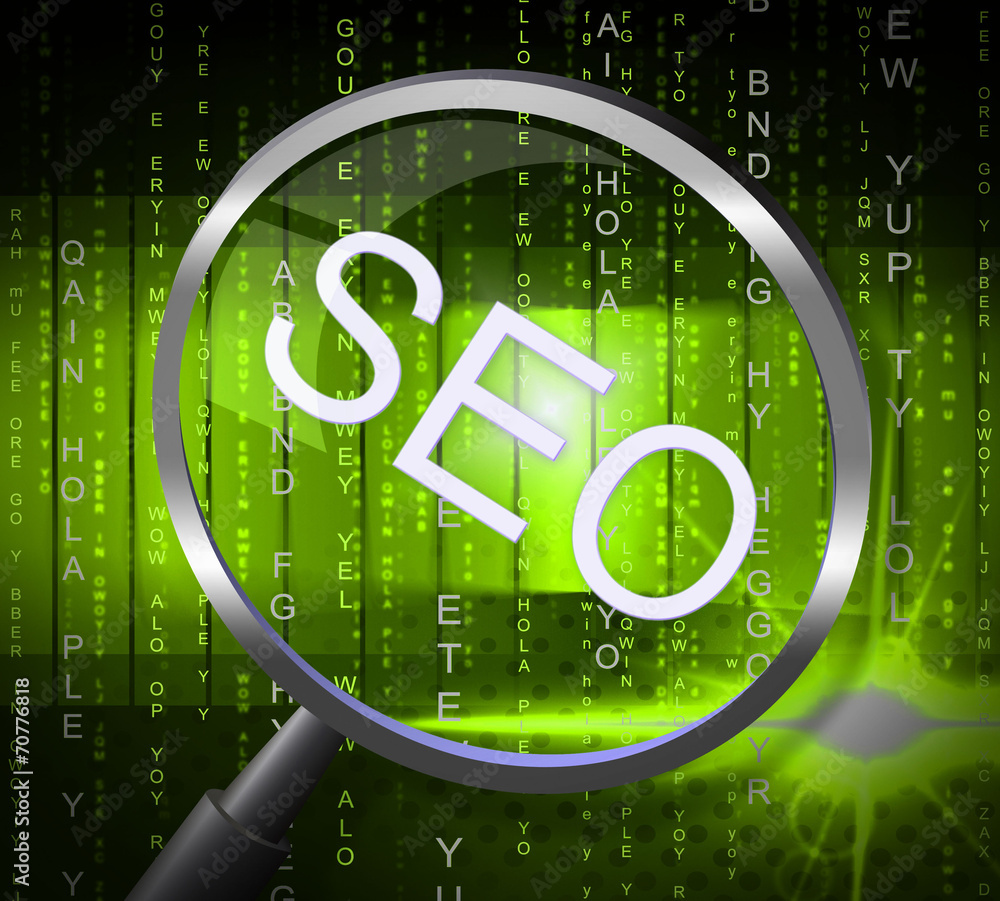 Aufkleber seo magnifier shows searches website and optimize
