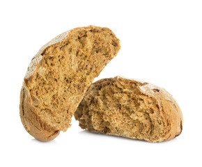 loaf of rye bread isolated on white background