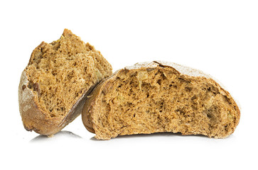 loaf of rye bread isolated on white background
