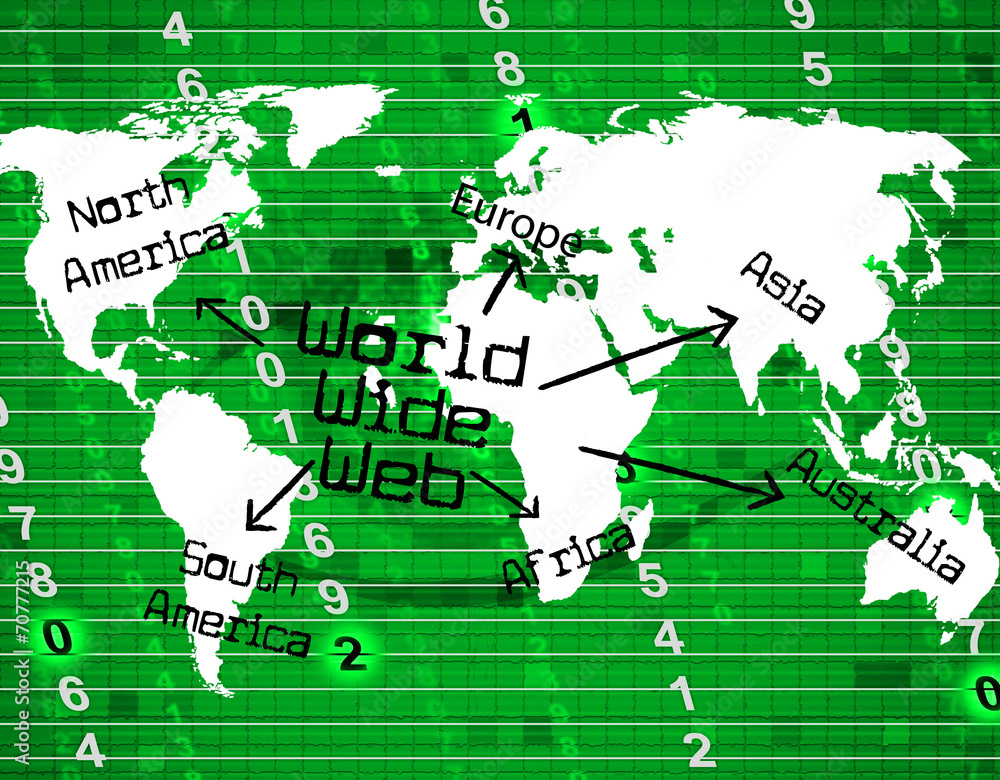 Poster world wide web indicates internet net and planet