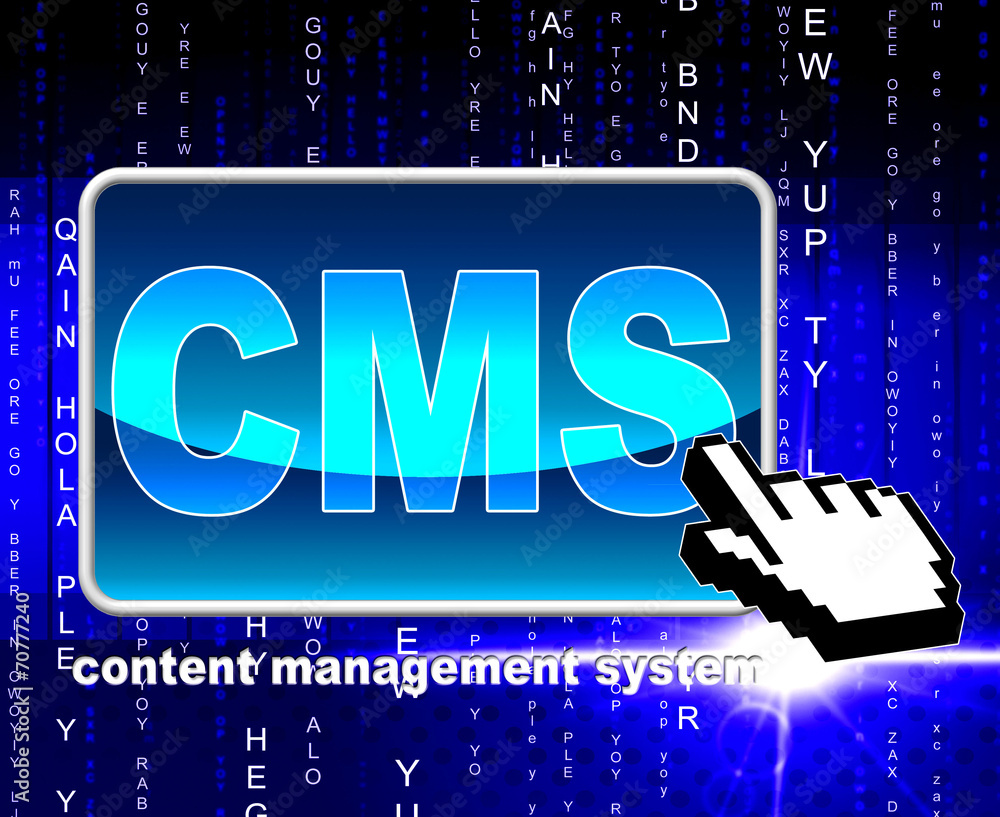 Poster content management system indicates world wide web and internet