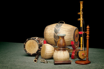 Set of Traditional Thai musical instruments