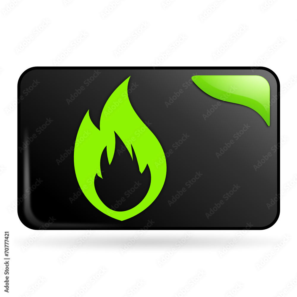 Fototapete flamme sur bouton web rectangle vert