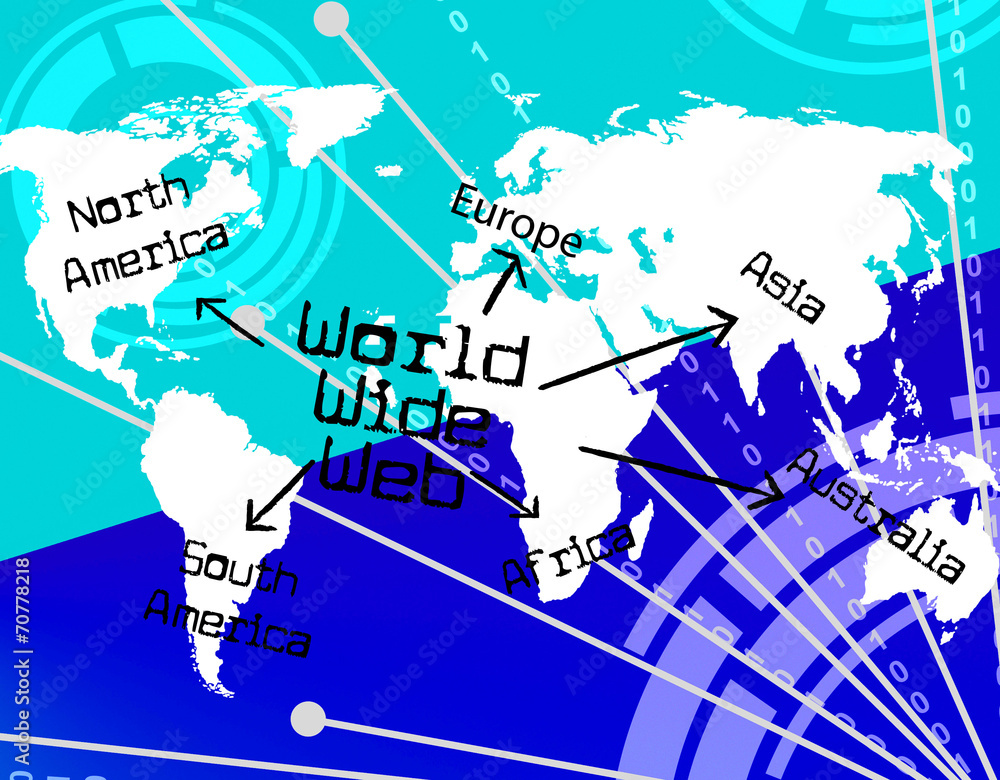 Poster world wide web indicates globalization searching and website
