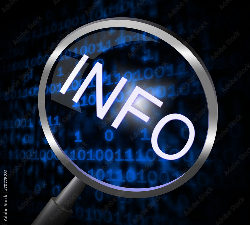 Poster info magnifier indicates knowledge searches and help