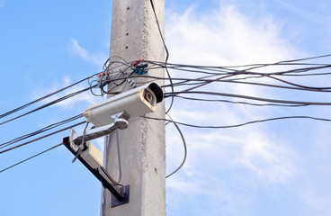 image of cctv camera on electric pole