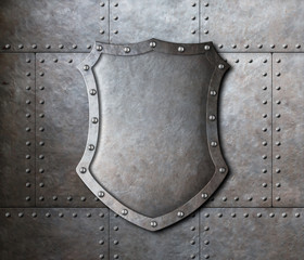 metal shield over armor plates background