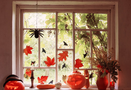 Halloween Decoration On Window