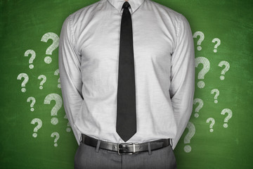 Question Marks on Blackboard