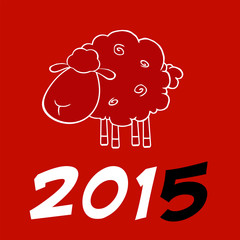 Happy New Year Of The Sheep 2015 Design Card With Black Number