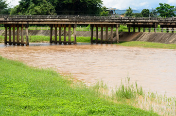 drainage at dam when floods in the rainy season
