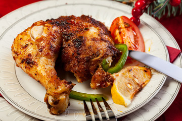 Baked chicken for Christmas dinner