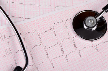 The tape with the cardiogram of a man