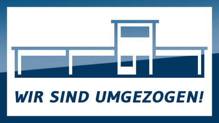 fs2 FactorySign - Wir sind umgezogen - blau g1813 - 16 zu 9