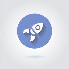 Flat style with long shadows, rocket vector icon