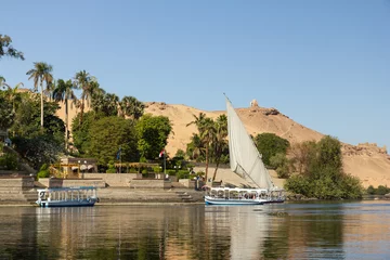 Wandcirkels plexiglas felucca on Nile River, Aswan, Egypt © manuela_kral
