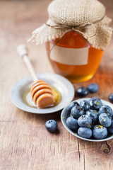 Honey with blueberries