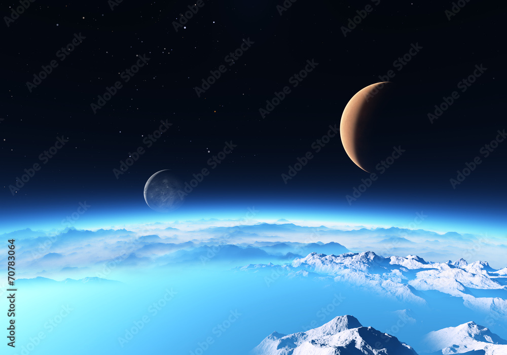 Canvas Prints ice planet with a moon