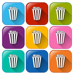 Buttons with popcorns