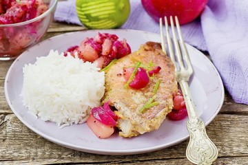 fried sea perch with apple chutney