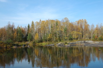 Fototapeta na wymiar Autumn in Karelia, North of Russia