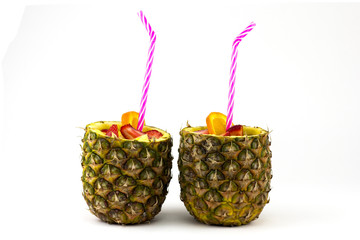 Fruit cocktail in a pineapple