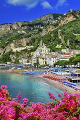 Rolgordijnen Positano strand, Amalfi kust, Italië Amalfi - beautiful coastal town, Italy