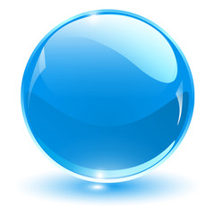 Glass sphere, blue vector ball.