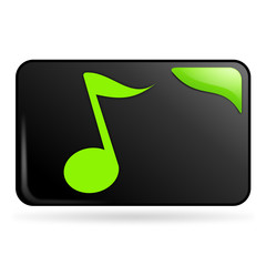 note de musique sur bouton web rectangle vert