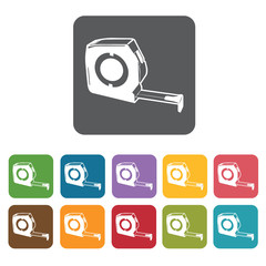 Measuring tape building icon. Building and construction and home