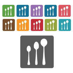 Set of spoons icon. Cutlery Set and Kitchen Knives icon set. Rec