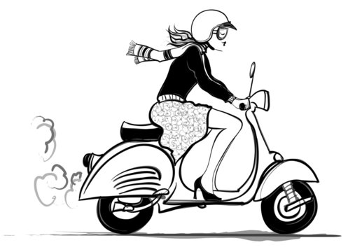 Woman riding vespa