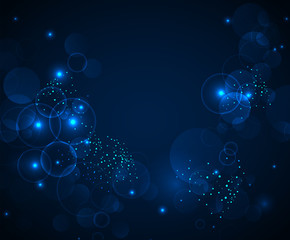 Abstract Blue bokeh digital background. Vector illustration - obrazy, fototapety, plakaty
