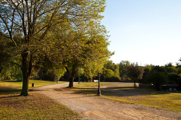 Autumn day in a city park in Rome
