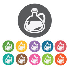 Olive oil icon. Attaction of italy icon set. Round colourful 12