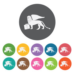 Milan stiletto high heels icon. Attaction of italy icon set. Rou