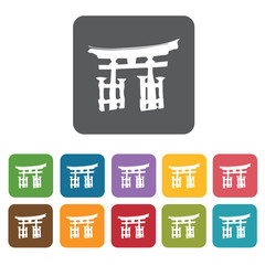 Temple monument icon. Attraction of japanese icon set. Rectangle