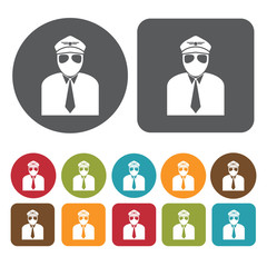 Pilot avatar icon. Set of profession people flat style icons. Ro