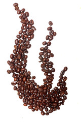 Brown coffee beans isolated on white background