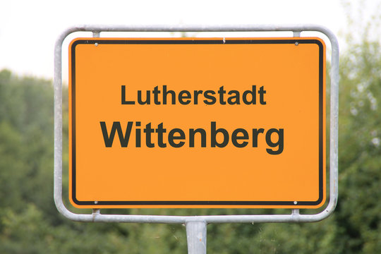 Ein Ortseingangsschild Wittenberg