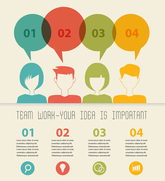 people icons with dialog idea speech bubbles infographic concept